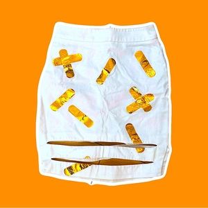 KTZ White Pencil Skirt w/ Gold Bandages & Slits